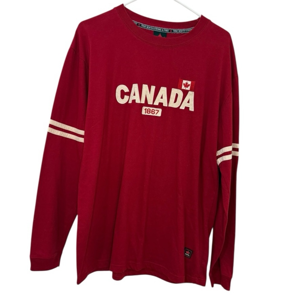 Vintage Kalson Canada Red Maple LS T-Shirt Mens L Red Strong & Free
